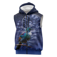 Tui Bird Matariki Galaxy Sleeveless Zip Hoodie Koru Silver Fern Aotearoa LT9 Galaxy - Polynesian Pride