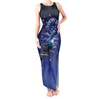 Tui Bird Matariki Galaxy Tank Maxi Dress Koru Silver Fern Aotearoa LT9 Women Galaxy - Polynesian Pride
