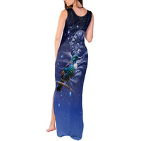 Tui Bird Matariki Galaxy Tank Maxi Dress Koru Silver Fern Aotearoa LT9 - Polynesian Pride