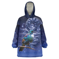 Tui Bird Matariki Galaxy Wearable Blanket Hoodie Koru Silver Fern Aotearoa LT9 One Size Galaxy - Polynesian Pride