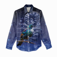 Tui Bird Matariki Galaxy Women Casual Shirt Koru Silver Fern Aotearoa LT9 - Polynesian Pride