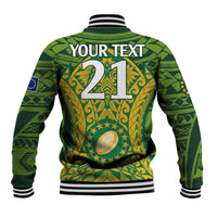 Personalised Cook Islands Rugby Baseball Jacket Kukis Athletic Style LT9 - Polynesian Pride