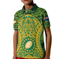 Personalised Cook Islands Rugby Kid Polo Shirt Kukis Athletic Style LT9 Kid Green - Polynesian Pride