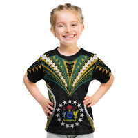 Personalised Polynesian Pride Cook Islands Kid T Shirt Tribal Wave Style LT9 Black - Polynesian Pride