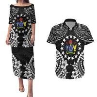Cook Islands Ra o te Ui Ariki Est 1967 Couples Matching Puletasi and Hawaiian Shirt LT9 Black - Polynesian Pride