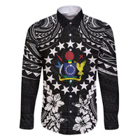 Cook Islands Ra o te Ui Ariki Est 1967 Family Matching Long Sleeve Bodycon Dress and Hawaiian Shirt LT9 Dad's Shirt - Long Sleeve Black - Polynesian Pride