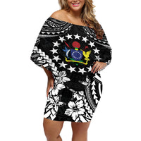 Cook Islands Ra o te Ui Ariki Est 1967 Off Shoulder Short Dress LT9 Women Black - Polynesian Pride