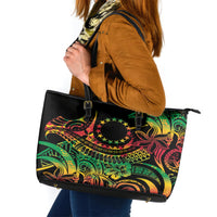 Cook Islands 15 Stars Leather Tote Bag Kuki Airani Polynesian Tribal Wave Tattoo LT9 Reggae - Polynesian Pride