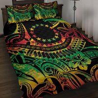 Cook Islands 15 Stars Quilt Bed Set Kuki Airani Polynesian Tribal Wave Tattoo LT9 Reggae - Polynesian Pride
