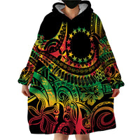 Cook Islands 15 Stars Wearable Blanket Hoodie Kuki Airani Polynesian Tribal Wave Tattoo