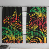 Cook Islands 15 Stars Window Curtain Kuki Airani Polynesian Tribal Wave Tattoo LT9 With Hooks Reggae - Polynesian Pride