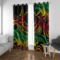 Cook Islands 15 Stars Window Curtain Kuki Airani Polynesian Tribal Wave Tattoo LT9 With Grommets Reggae - Polynesian Pride