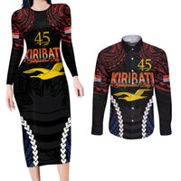 Kiribati 45th Anniversary Independence Day Couples Matching Long Sleeve Bodycon Dress and Long Sleeve Button Shirt Since 1979 LT9 Black - Polynesian Pride