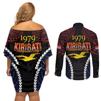 Kiribati 45th Anniversary Independence Day Couples Matching Off Shoulder Short Dress and Long Sleeve Button Shirt Since 1979 LT9 - Polynesian Pride