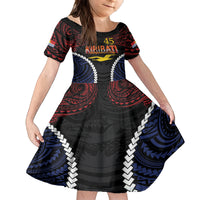 Kiribati 45th Anniversary Independence Day Family Matching Puletasi and Hawaiian Shirt Since 1979 LT9 Daughter's Dress Black - Polynesian Pride