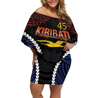 Kiribati 45th Anniversary Independence Day Off Shoulder Short Dress Since 1979 LT9 Women Black - Polynesian Pride