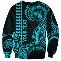 Custom King Kamehameha Day Hawaii Sweatshirt Paradise of the Pacific Tribal Kakau - Aqua LT9 Unisex Aqua - Polynesian Pride