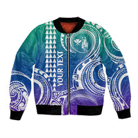 Custom King Kamehameha Day Hawaii Bomber Jacket Paradise of the Pacific Tribal Kakau - Gradient LT9 Unisex Gradient - Polynesian Pride