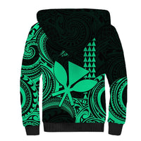 Custom King Kamehameha Day Hawaii Sherpa Hoodie Paradise of the Pacific Tribal Kakau - Green LT9 - Polynesian Pride