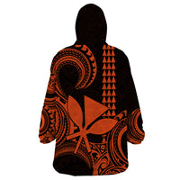 Custom King Kamehameha Day Hawaii Wearable Blanket Hoodie Paradise of the Pacific Tribal Kakau - Orange LT9 - Polynesian Pride