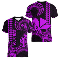 Custom King Kamehameha Day Hawaii Women V Neck T Shirt Paradise of the Pacific Tribal Kakau - Purple LT9 - Polynesian Pride