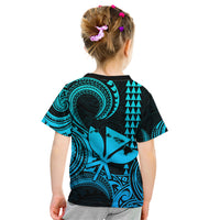 King Kamehameha Day Hawaii Kid T Shirt Paradise of the Pacific Tribal Kakau with Kanaka Maoli - Aqua LT9 - Polynesian Pride