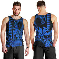King Kamehameha Day Hawaii Men Tank Top Paradise of the Pacific Tribal Kakau with Kanaka Maoli - Blue LT9 - Polynesian Pride