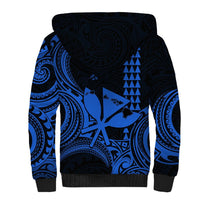 King Kamehameha Day Hawaii Sherpa Hoodie Paradise of the Pacific Tribal Kakau with Kanaka Maoli - Blue LT9 - Polynesian Pride