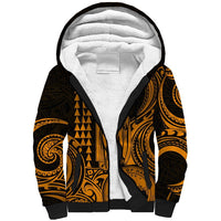 King Kamehameha Day Hawaii Sherpa Hoodie Paradise of the Pacific Tribal Kakau with Kanaka Maoli - Gold LT9 Unisex Gold - Polynesian Pride