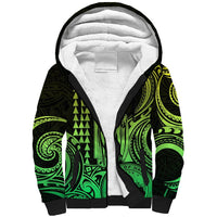 King Kamehameha Day Hawaii Sherpa Hoodie Paradise of the Pacific Tribal Kakau with Kanaka Maoli - Lime LT9 Unisex Lime - Polynesian Pride