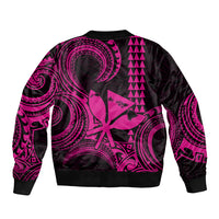 King Kamehameha Day Hawaii Bomber Jacket Paradise of the Pacific Tribal Kakau with Kanaka Maoli - Pink LT9 - Polynesian Pride