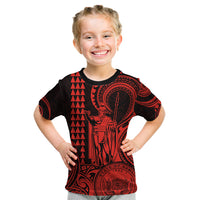 King Kamehameha Day Hawaii Kid T Shirt Paradise of the Pacific Tribal Kakau with Kanaka Maoli - Red LT9 Red - Polynesian Pride