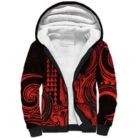 King Kamehameha Day Hawaii Sherpa Hoodie Paradise of the Pacific Tribal Kakau with Kanaka Maoli - Red LT9 Unisex Red - Polynesian Pride