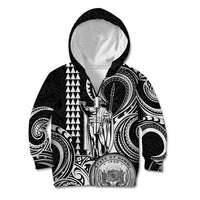 King Kamehameha Day Hawaii Kid Hoodie Paradise of the Pacific Tribal Kakau with Kanaka Maoli - White LT9 - Polynesian Pride