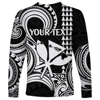 Custom King Kamehameha Day Hawaii Long Sleeve Shirt Paradise of the Pacific Tribal Kakau with Kanaka Maoli - White LT9 - Polynesian Pride