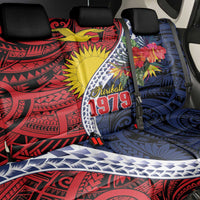 Flag of Kiribati Polynesian Pattern Back Car Seat Cover Est 1979 With Tropical Flowers