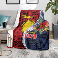 Flag of Kiribati Polynesian Pattern Blanket Est 1979 With Tropical Flowers
