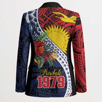 Flag of Kiribati Polynesian Pattern Blazer Est 1979 With Tropical Flowers - Polynesian Pride