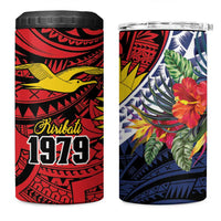 Flag of Kiribati Polynesian Pattern 4 in 1 Can Cooler Tumbler Est 1979 With Tropical Flowers