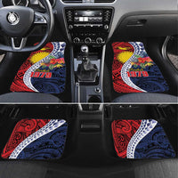 Flag of Kiribati Polynesian Pattern Car Mats Est 1979 With Tropical Flowers