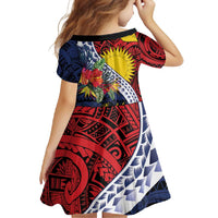 Flag of Kiribati Polynesian Pattern Family Matching Summer Maxi Dress and Hawaiian Shirt Est 1979 With Tropical Flowers