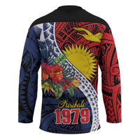 Flag of Kiribati Polynesian Pattern Hockey Jersey Est 1979 With Tropical Flowers LT9 - Polynesian Pride