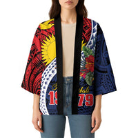 Flag of Kiribati Polynesian Pattern Kimono Est 1979 With Tropical Flowers - Polynesian Pride