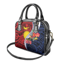 Flag of Kiribati Polynesian Pattern Shoulder Handbag Est 1979 With Tropical Flowers