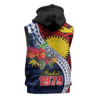 Flag of Kiribati Polynesian Pattern Sleeveless Zip Hoodie Est 1979 With Tropical Flowers LT9 - Polynesian Pride