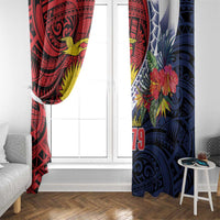 Flag of Kiribati Polynesian Pattern Window Curtain Est 1979 With Tropical Flowers