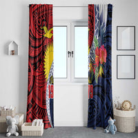 Flag of Kiribati Polynesian Pattern Window Curtain Est 1979 With Tropical Flowers