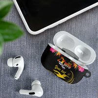 Kiribati Independence Day Personalised AirPods Case Gold Frigatebird with Polynesian Pattern - Polynesian Pride