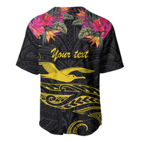 Kiribati Independence Day Personalised Baseball Jersey Gold Frigatebird with Polynesian Pattern