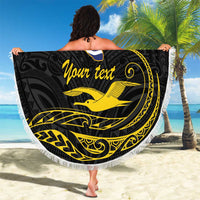 Kiribati Independence Day Personalised Beach Blanket Gold Frigatebird with Polynesian Pattern